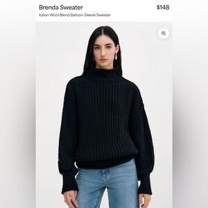 Marcella Brenda Black Ribbed Turtleneck Sweater